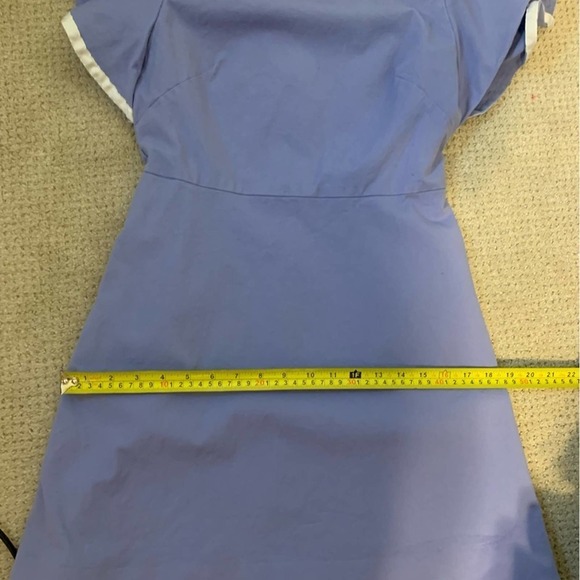 Pearl by Lela Rose Purple White Flutter Sleeve Sheath Dress Size 6 - Picture 11 of 13